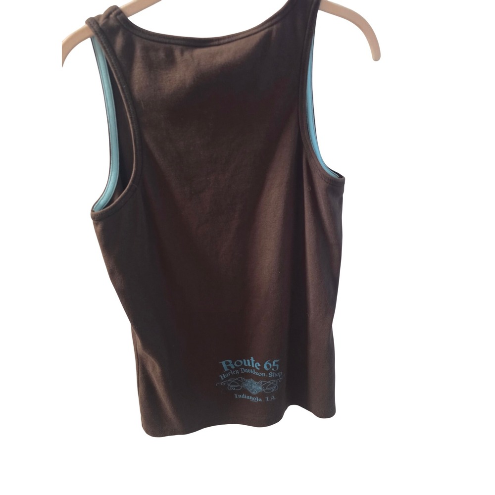 Harley-Davidson Women Brown Route 65 Indianola IA Graphic Tank Top XL Sparkle - Picture 4 of 5